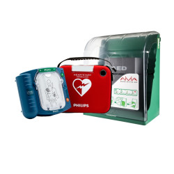Pack avec défibrillateur et boitier mural