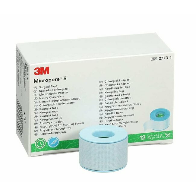 Sparadrap chirurgical Micropore papier 3M 2,5cm x 5m (12 rouleaux)