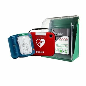 Pack Défibrillateur Philips Heartstart HS1 semi-automatique avec boitier mural intérieur Aivia S